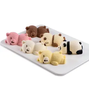 Đông lạnh cổ điển bánh ngọt món tráng miệng đáng yêu Panda Bánh Mousse ẩm bánh chanh coulis dâu tây coulis đông lạnh cheesecakes