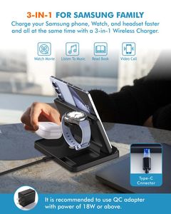 <span class=keywords><strong>Cargador</strong></span> Inalámbrico Rápido 3 en 1 Plegable a 165 Grados con QC3.0 <span class=keywords><strong>para</strong></span> <span class=keywords><strong>Samsung</strong></span> Z Fold Z Flip, Compatible con Relojes, Teléfonos, Smart PCs y Fuente de Alimentación - Product Image 4