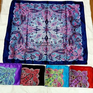 <b>Indian</b> Designer Printed Rayon Satin Square <b>Scarves</b> for Women Floral Summer Fashion Digital Print Wholesale in India - Product Image 1