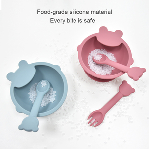 Cuenco de alimentación sin BPA, cuenco de silicona de calidad alimentaria para bebés, cuenco antideslizante con ventosa, cuenco de alimentación con dibujos animados para niños - Product Image 1