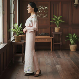 Baju KurungSulam Goyang Direct Kilang Premium Modeste Écologique Kebaya Drapé Velours Jacquard Sans Fer Maxi Ensemble Sedondon Raya - Product Image 3