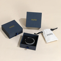 Boîte à bijoux personnalisée avec logo imprimé, boîte à bijoux en velours recyclable, pochette à cordon, sac en papier et boîte d'emballage pour bijoux