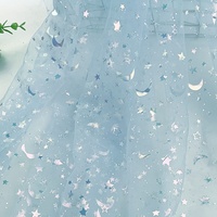 Tissu en Tulle imprimé étoiles et lune 100% Polyester pour robe d'enfant, prêt à être expédié