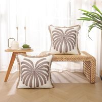 Housses de coussin brodées lin naturel frange coton Boho taies d'oreiller ferme marron palmier décor taies d'oreiller