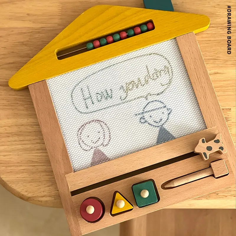 Волшебная доска для рисования Монтессори, Детская Магнитная деревянная Ретро доска для рисования