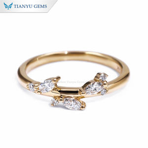 Tianyu Briljant Marquise Lab Diamond Hpht Bruids Verlovingsring Bands Laat Massief Geel Goud 10K 14K 18K Bruiloft Sieraden Ring - Product Image 1