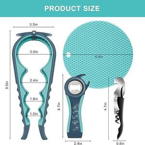 Set Apriscatole Multifunzione 4-in-1 con Cerniera, Antiscivolo, per Tappi di Barattoli e Bottiglie di <span class=keywords><strong>Vino</strong></span>, Design Aggiornato per Risparmio di Fatica in Cucina - Product Image 2