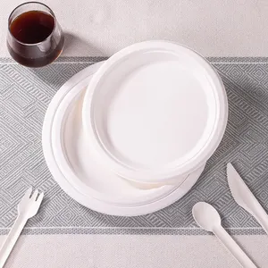 Kaliteli yeni stylesugarcane beyaz tabaklar tek kullanımlık tabaklar için parti doğum günü eko gıda plaka