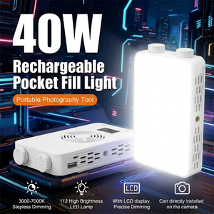 Mini Luce LED Portatile da 40W ad Alta Luminosità Ricaricabile con Attacco Hot Shoe per Vlog e Streaming <span class=keywords><strong>Live</strong></span> - Product Image 1