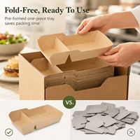 Barquette jetable écologique et recyclable en pulpe de bambou et papier kraft à 2 compartiments, résistante à l'huile, pour plats à emporter, sandwichs et biscuits
