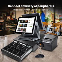 Sistema POS Todo en Uno con Doble Monitor, Pantalla Táctil de 15'', Caja Registradora, Cajón de Dinero, Terminales de Escritorio, Gran Venta
