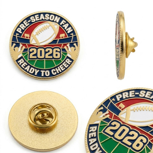 Épinglette personnalisée ronde en alliage de zinc émaillé pour supporters de football <span class=keywords><strong>américain</strong></span>, idéale pour les campagnes promotionnelles sportives - Product Image 2