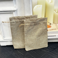 Sac en tissu de lin personnalisé avec cordon de serrage, pochette anti-poussière, petit sac à bijoux imprimé avec logo, sac de shopping en coton avec cordon de serrage