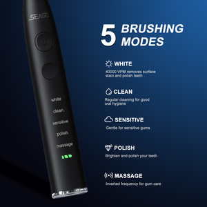 Brosse à <span class=keywords><strong>dents</strong></span> électrique sonique intelligente SEAGO SG575 rechargeable par USB, autonomie de 300 jours, 5 modes, minuterie automatique, nettoyage des <span class=keywords><strong>dents</strong></span> - Product Image 3