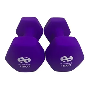 Mancuernas Hexagonales de 10 Kg con Revestimiento de Neopreno, Hierro Fundido, Par para Ejercicio en Casa, Entrenamiento de Fuerza, Unisex, Marca Infinity, Modelo IF-MN10 - Product Image 3