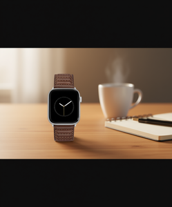 Correa de reloj de cuero marrón premium para hombre Vince Camuto con patrón cosido de 20 mm compatible con Apple Watch 42/44/45/Ultra - Product Image 2