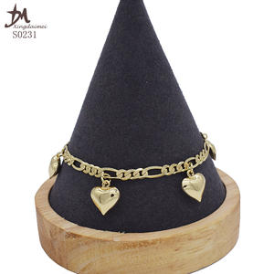S0231 सरल डिजाइन उच्च गुणवत्ता गोल्डन दिल कंगन पायल - Product Image 3