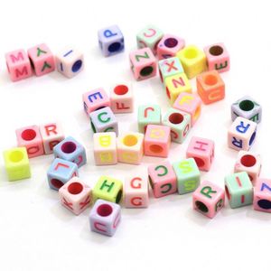 Perles alphabet en plastique acrylique, 500g/lot, couleurs pastel, perles intercalaires acryliques en vrac avec grand trou de 3,5 mm - Product Image 6