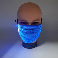 Masque facial plat lumineux à LED bleues, plissé, scintillant, réutilisable, pour festivals et Halloween