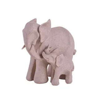 欧洲儿子，妈妈大象雕像家居创意砂岩树脂工艺品客厅装修