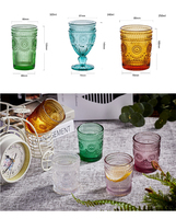 2023 verre de gobelet de vin rouge vintage en relief de tournesol de couleur unie pour des événements de mariage