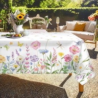 Nappe rectangulaire à imprimé floral printanier/estival, imperméable, résistante aux taches, lavable, en polyester durable