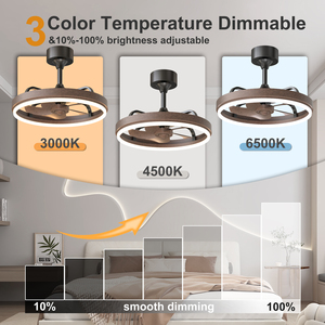 20.5" Rustic Brown <b>Ceiling</b> Fans with <b>Lights</b> <b>Remote</b> & APP <b>Control</b>, Downrod Mount 6 Speeds Quiet DC Motor, Modern Fan for Bedroom - Product Image 3