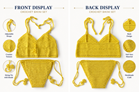 Ensemble de plage et maillot de bain au crochet pour femme, 2 pièces, tenue de plage estivale pour les vacances
