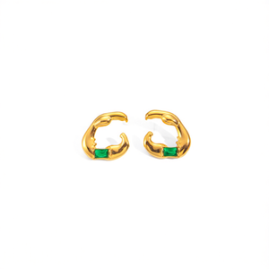 <b>Crystal</b> <b>Earrings</b> PVD Gold Plated 316L Stainless Steel Sustainable Resistant <b>Studs</b> - Product Image 2