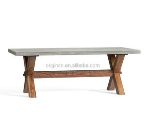 Ensemble de table et de chaises de salle à manger rectangulaires fixes en bois avec plateau en zinc pour l'extérieur ABBOTT - Product Image 3