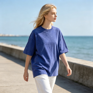 T-shirt surdimensionné en coton 100% respectueux de la peau, lavage à l'acide, pour hommes, étiquette personnalisée, épaules larges, t-shirt graphique épais - Product Image 2
