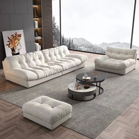 Canapé de salon double, design antique, luxe léger, rétro, confortable et relaxant, en cuir PU souple et velours