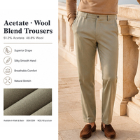 Pantalon de Costume Homme en Mélange de Laine Premium Coupe Droite Décontracté Chic Anti-Plis pour Bureau Formel Personnalisable OEM/ODM