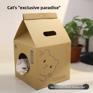 Cuccia per Gatti Fai-da-Te in Cartone Ondulato Pieghevole, Ecologica, con Tiragraffi Integrato, per Interni - Product Image 2