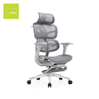 Nouvelle conception de chaise de bureau ergonomique pivotante à double dossier segmenté avec support lombaire, en maille, réglable, avec repose-pieds