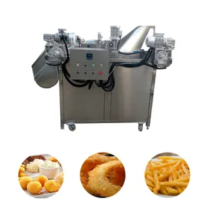 Automatic Frying Peanut Onion Rings Potato Chips Frying Machine With Automatic Tipping Bucket