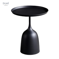 Table d'appoint moderne de luxe en aluminium noir EK-GSDZST-001, table de chevet sur piétement pour jardin extérieur, villa