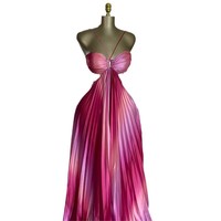 Robe longue élégante sans manches, sans bretelles, dégradée, pour femme, pour la plage, les soirées, sexy, plissée, W072401