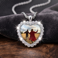 Cadre photo commémoratif pour animaux de compagnie personnalisable, collier en métal en forme de cœur, bijoux photo pour couple