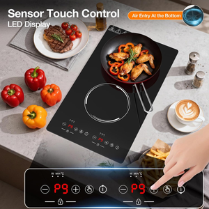 <span class=keywords><strong>Placa</strong></span> de Inducción Doble Portátil, Estufa de Inducción con 2 Quemadores, Acero Inoxidable, Control Táctil de 9 Niveles, Bloqueo de Seguridad Automático - Product Image 3