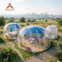 Dôme de glamping géodésique en polycarbonate PC Kawagebo Kamp (KK) 6m + 4m + 2.5m avec salon intégré