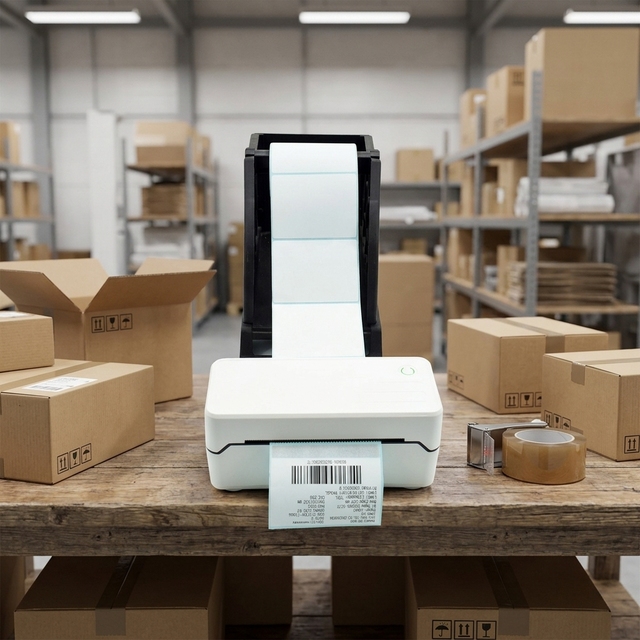 80MM Desktop Thermal Label Printer USB+ 203DPI Direct Thermal Package Shipping Label Barcode Sticker Printer Stock