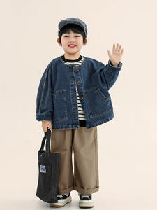 Giacca di Jeans per Ragazzi, Versione Coreana Primaverile con Maniche a Pipistrello, Collo Tondo, <span class=keywords><strong>Cappotto</strong></span> Primaverile e Autunnale per Bambini e Bambine - Product Image 2