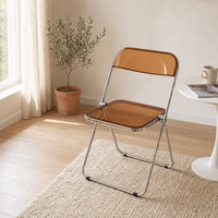 Chaise pliante transparente en acrylique avec structure chromée, chaise pliable en plastique pour événements, fêtes, mariages, banquets et maison