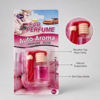 Diffuseur d'arômes pour voiture en verre de 8 ml avec bouchon en bois, cordon suspendu, 6 parfums, logo personnalisé, OEM, désodorisant pour voiture