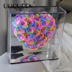 UKIQUEEN-Espejo acrílico con forma de corazón para regalo, caja de flores, preservativos para siempre, rosas eternas - Product Image 4