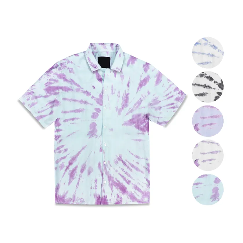 New Fashion Custom Summer Hawaiian Beach Soft Comfortable Quick Dry Breathable Mens Tie Dye Shirts For Men