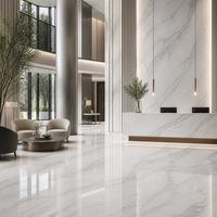 Dalle en pierre frittée Royal Calacatta White 1600x3200mm, aspect marbre gris veiné luxueux, pour intérieur de villa