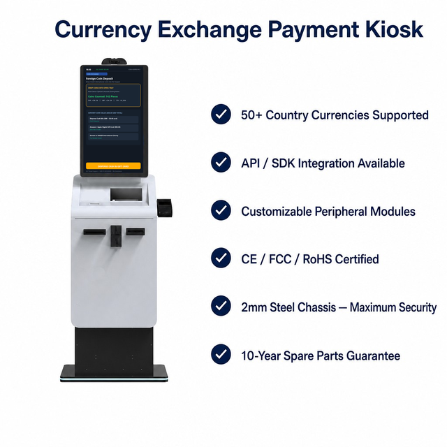 Automatic Cash Dispenser Self Withdraw Deposit Machine Bill Acceptor Cash Coin Recycler Currency Exchange Payment Kiosk with SDK