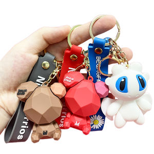 Porte-clés de Noël en 3D personnalisé, dessin animé, porte-clés en caoutchouc PVC avec <span class=keywords><strong>sangle</strong></span> de poignet, anneau pour cadeau, pendentif pour sac d'école - Product Image 1